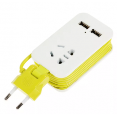 Удлинитель бело-салатовый 1.5м. 1 гнездо 2USB Uniel S-CT1-1,5U WHITE/GREEN LM UL-00003429